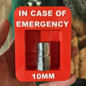 In case of emergency 10mm socket holder  Made for 3/8” drive 10mm socket. Socket not included